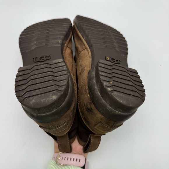 Ugg Womens Heather Suede Leather Ankle Duck Boots Size 9 Lace Up Winter Rain - Picture 6 of 11